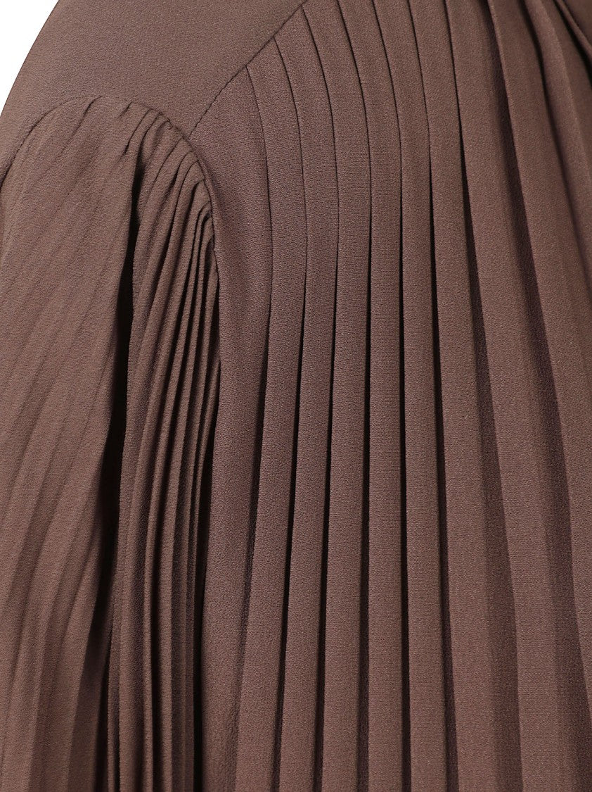 Tom Ford Brown Pleated Tie-Detail Blouse