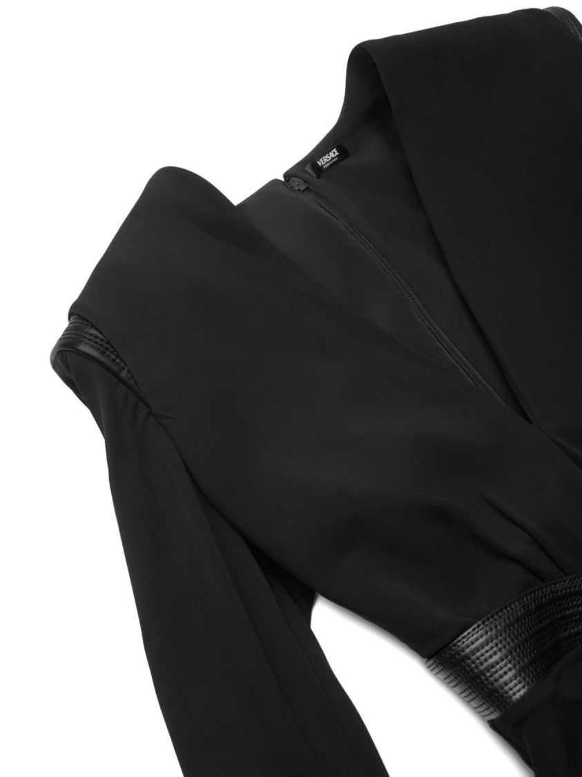 Versace Fitted Bodysuit With Quilted Leather Inserts