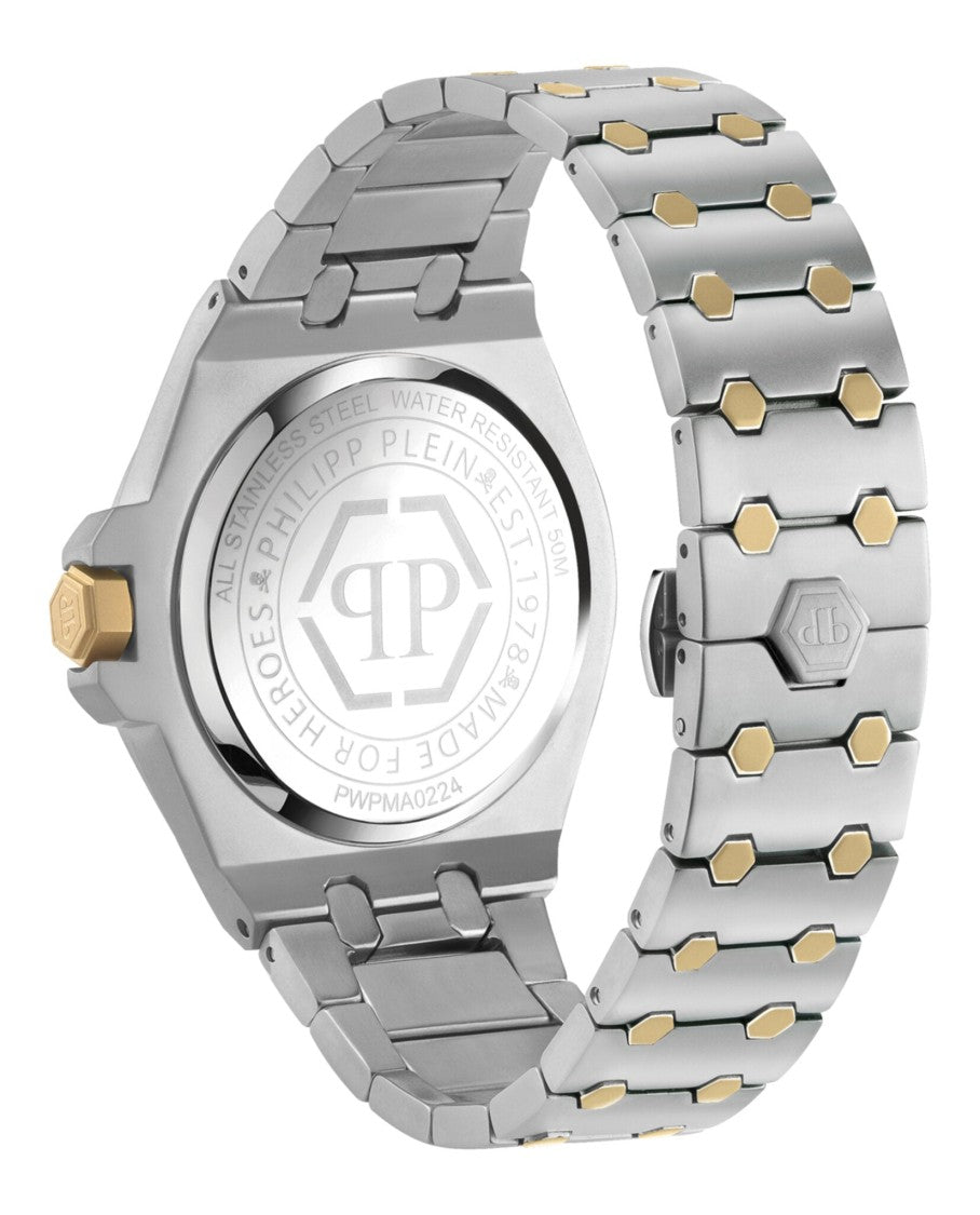 Philipp Plein Two-Tone Bracelet Watch With Green Guilloche Dial