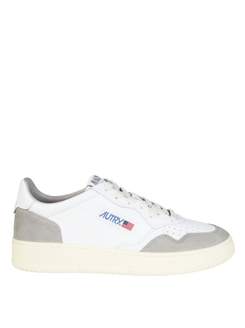 Autry White Medalist Low Suede Overlay Sneakers