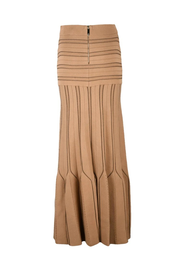 Elisabetta Franchi Long Knit Skirt - Beige