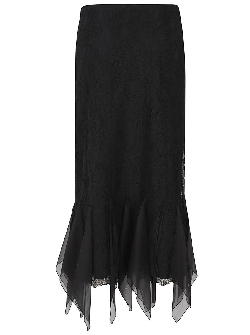 Valentino Garavani Fitted Midi Skirt With Delicate Lace Overlay