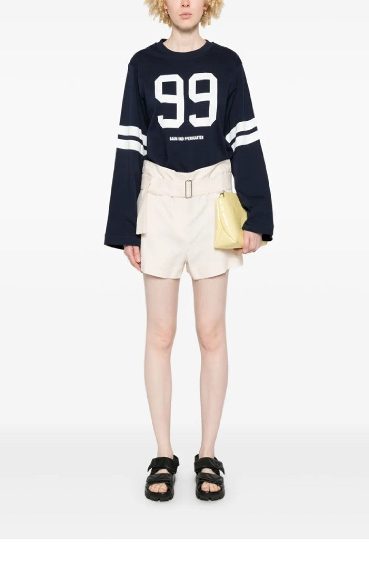 Msgm Tailored Off-White Bermuda Shorts With Belted Waist