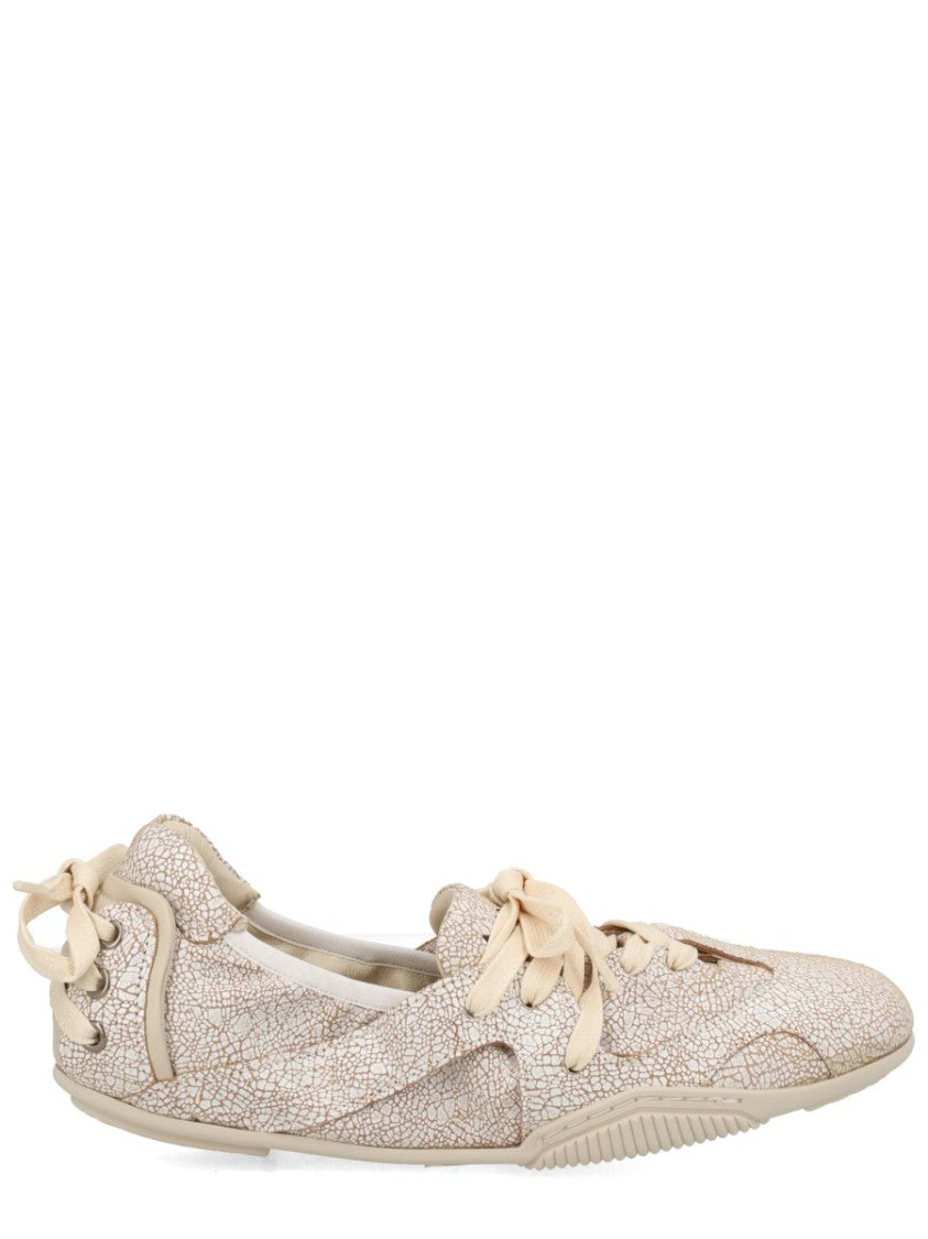 Acne Studios Cracked Leather Lace Ballerina Sneakers