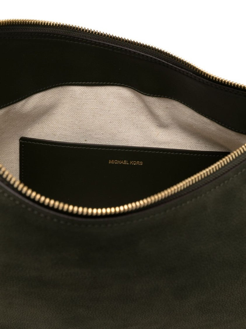 Michael Kors Soft Calfskin Shoulder Bag In Deep Green