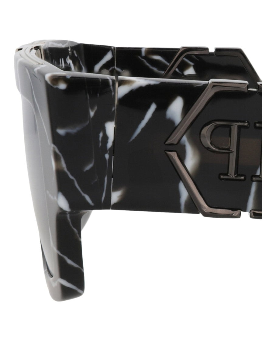 Philipp Plein Square-Frame Acetate Sunglasses With Bold Marbled Design