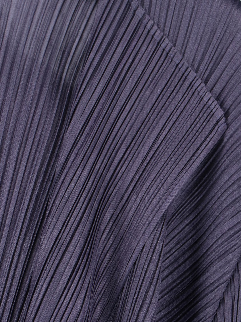 Pleats Please Cropped Grey Sweater With Unique Pleated Texture