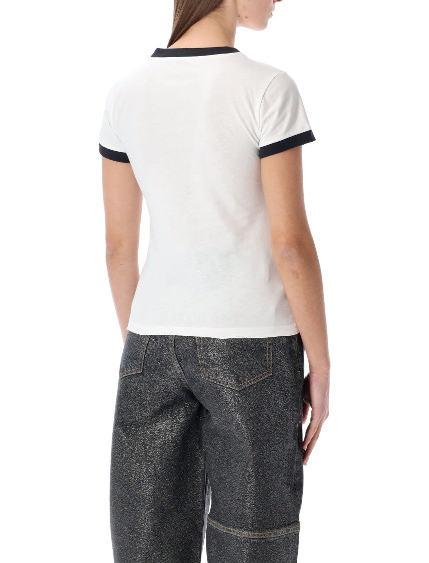 Ganni White Cropped Kitty T-Shirt