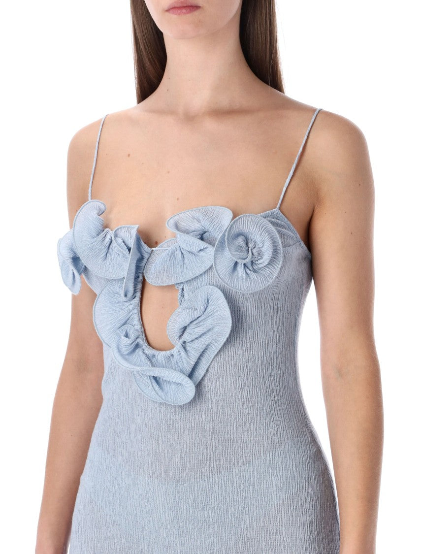 Magda Butrym Light Blue Floral Crepe Mini Dress