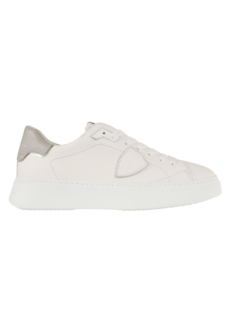 Philippe Model Temple Low White Calfskin Leather Sneakers