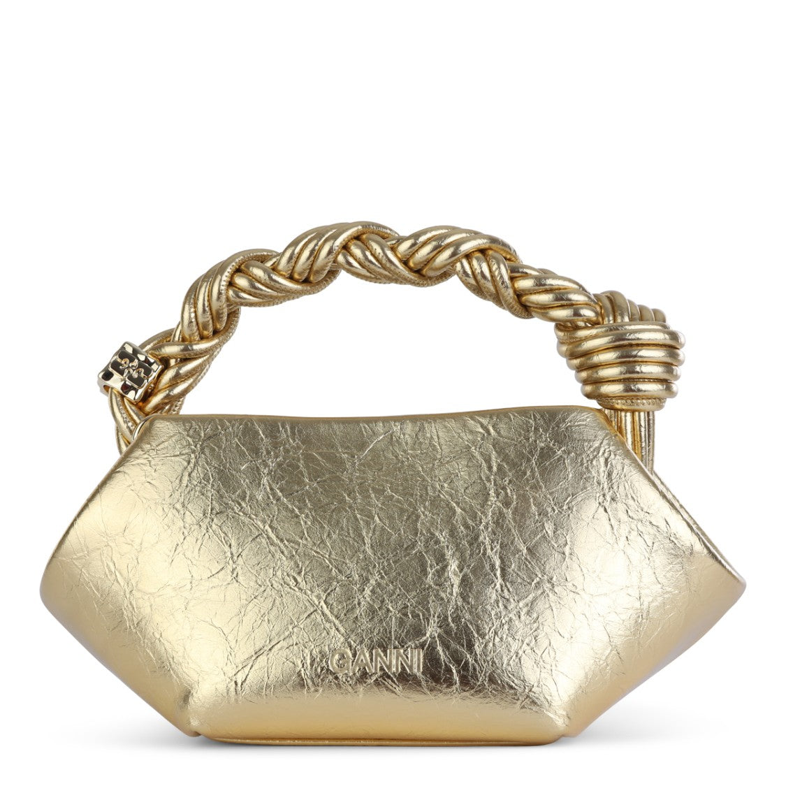 Ganni Sculptural Gold Top Handle Bag