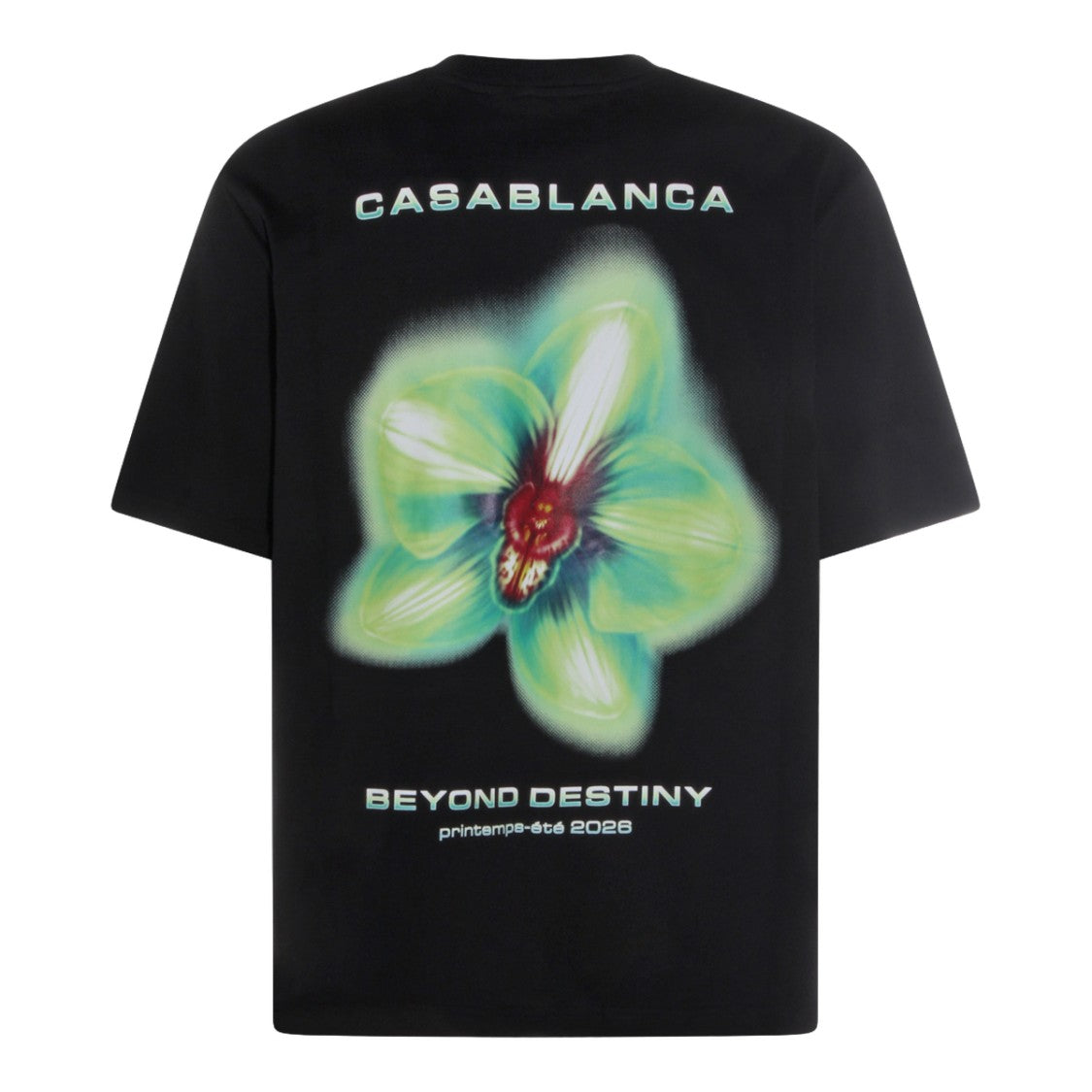 Casablanca Casablanca Black T-Shirt With Artistic Floral Graphic