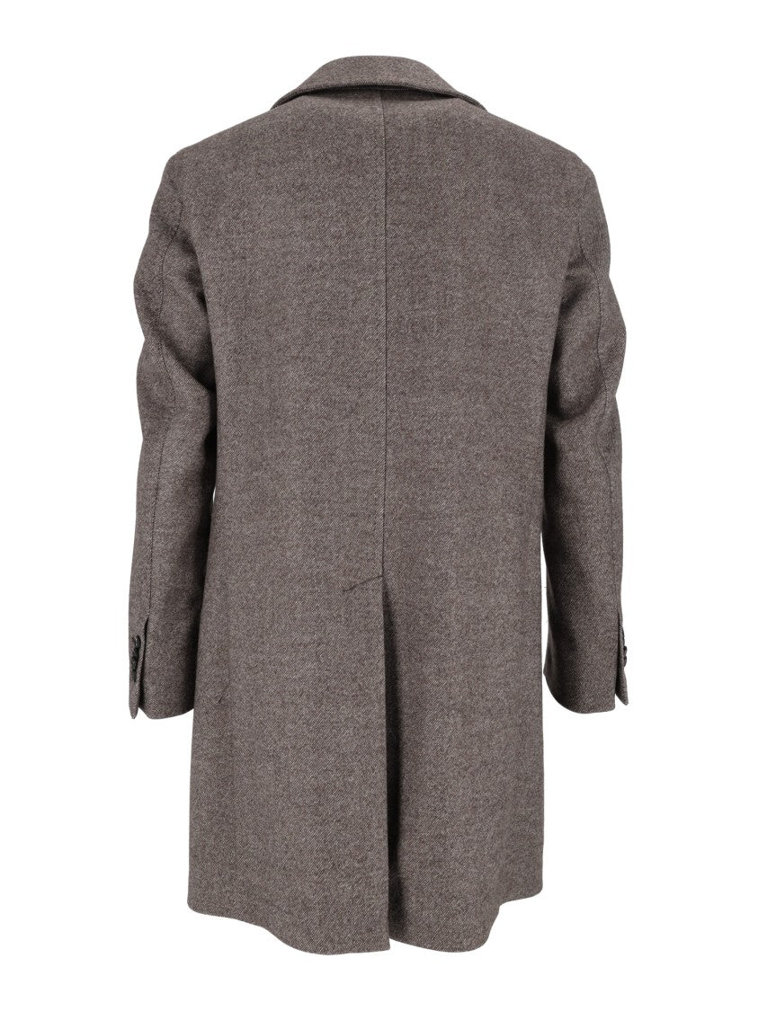 Luigi Bianchi Sartoria Double-Breasted Structured Coat With Wide Lapels