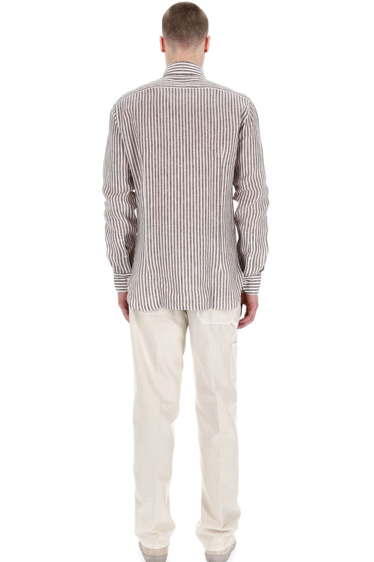 Barba Dandylife Line Linen Tailored Stripe Shirt