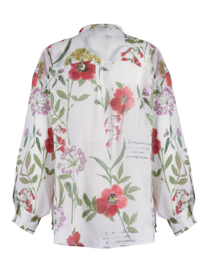 Shirt A Porter Floral Print Semi Sheer Blouse