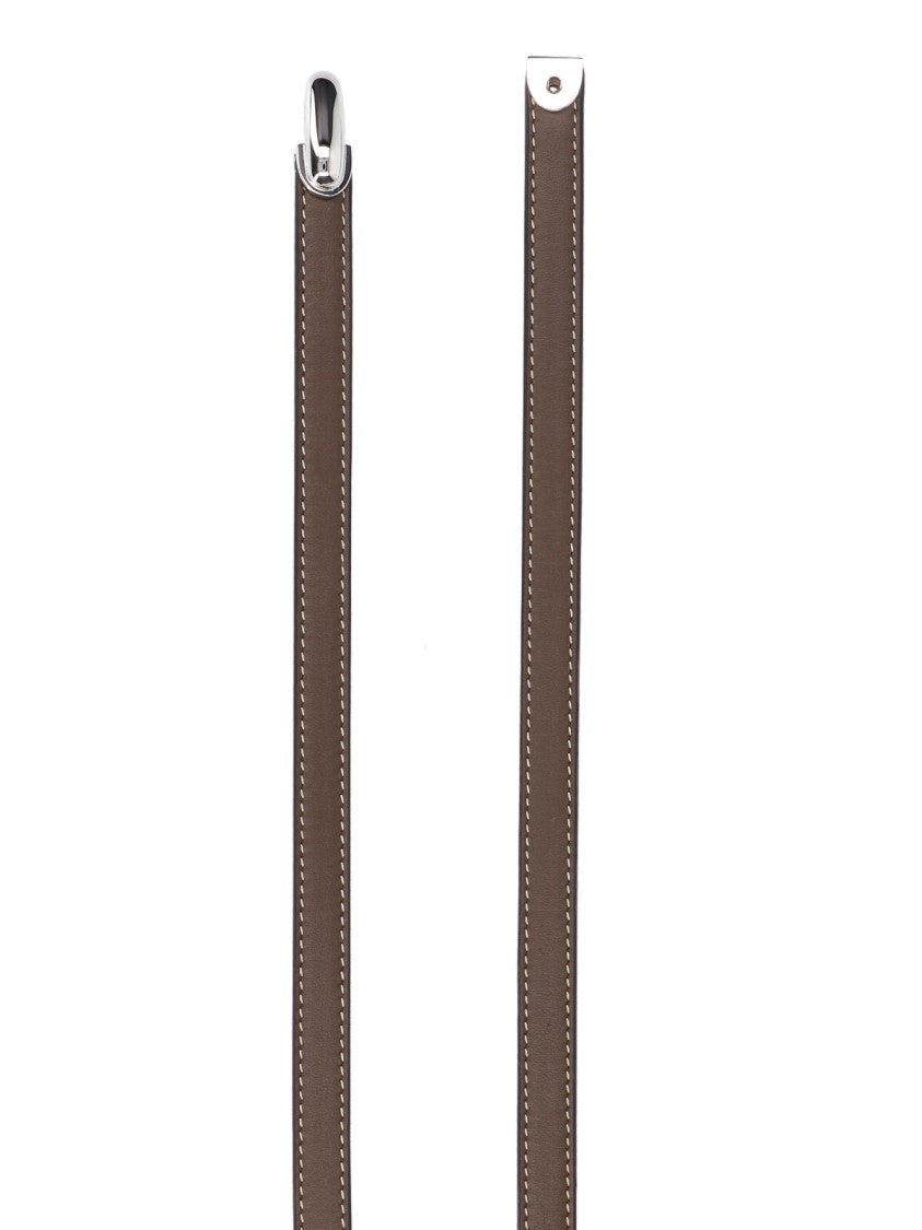 Savette Slim Brown Belt With White Stitching