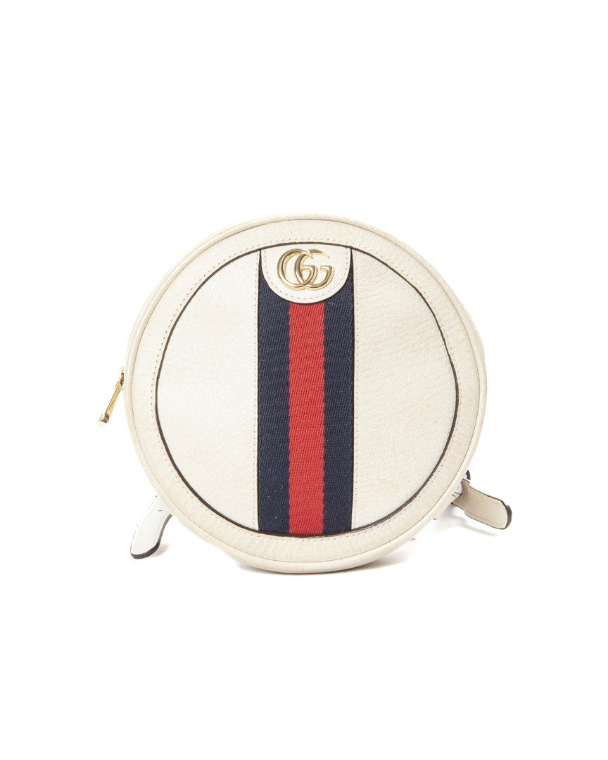 Gucci Round Ophidia Web Backpack White