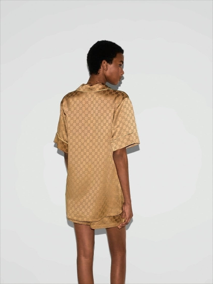 Gucci Silky Jacquard Short-Sleeved Shirt
