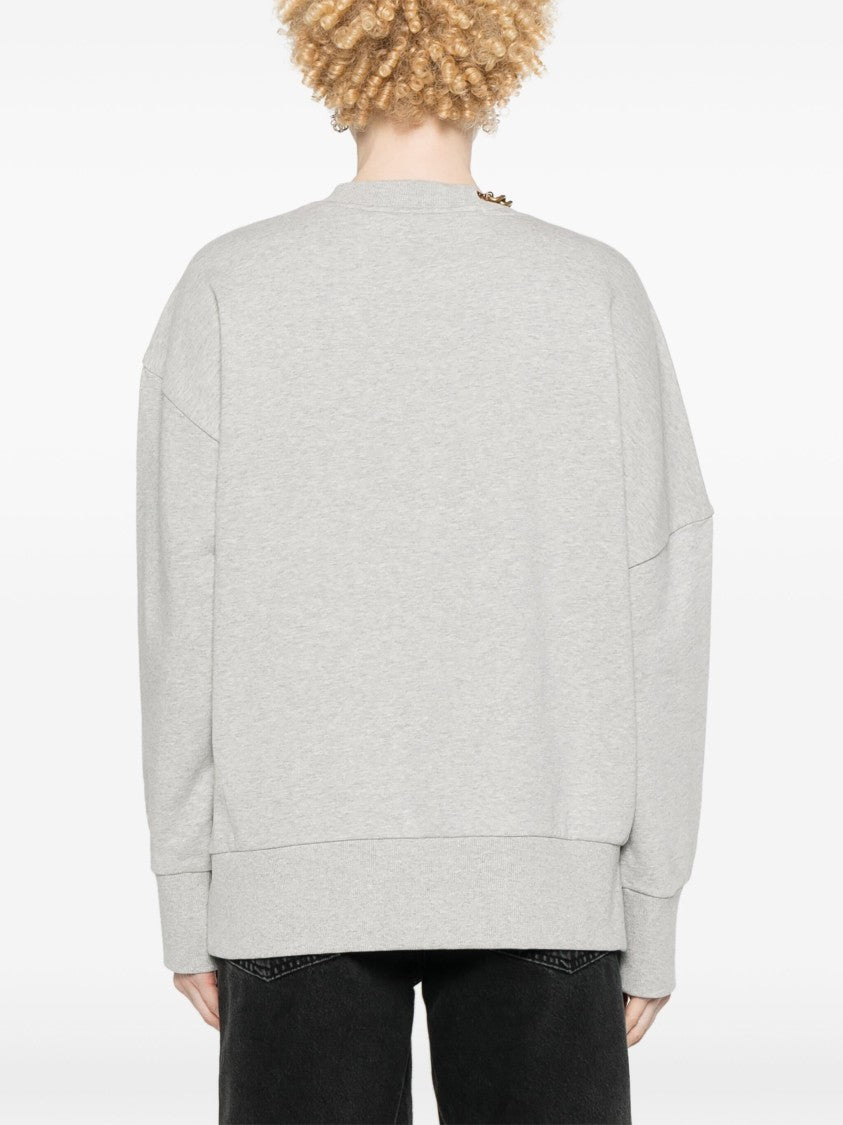 Stella Mccartney Light Grey Melange Sweatshirt Oversized Chain Cotton Sweatshirt