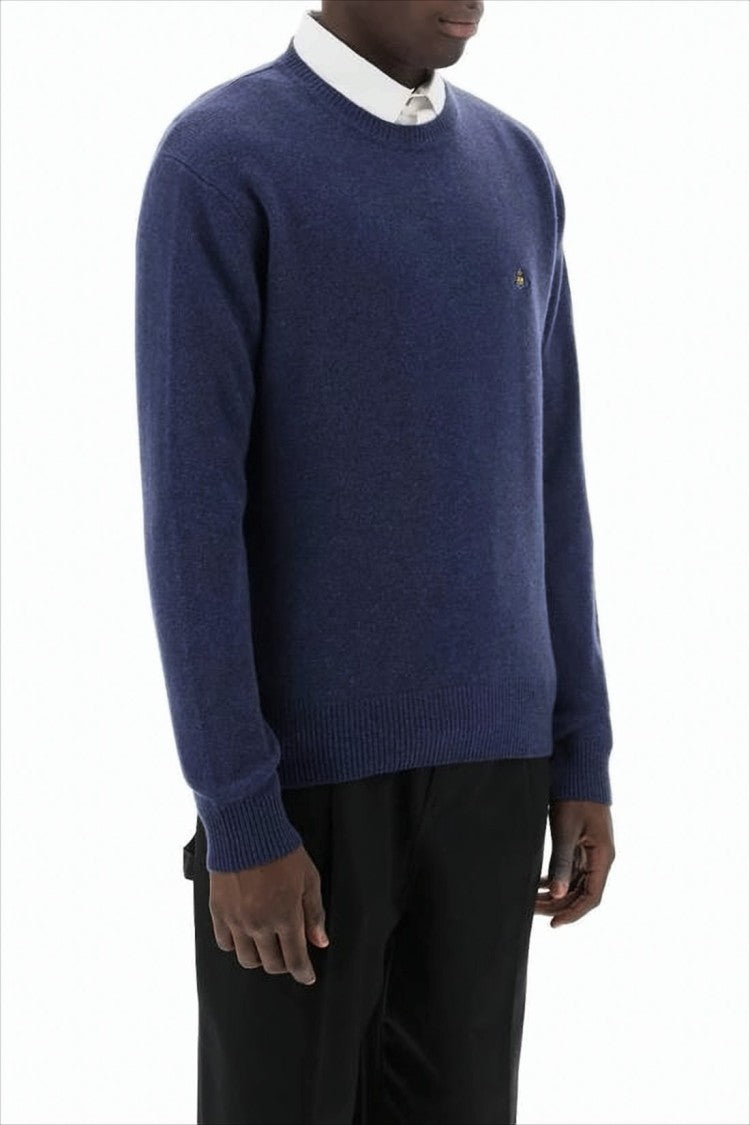 Vivienne Westwood Classic Crew Neck Sweater With Subtle Logo Embroidery