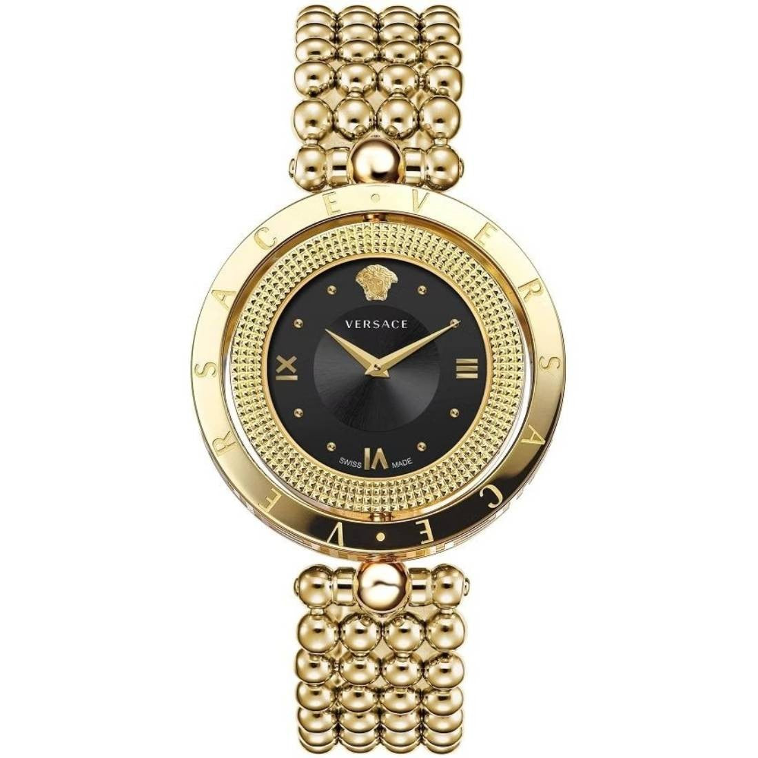 Versace Greca Logo 38Mm Women's Analog Watch With Blue Leather Strap