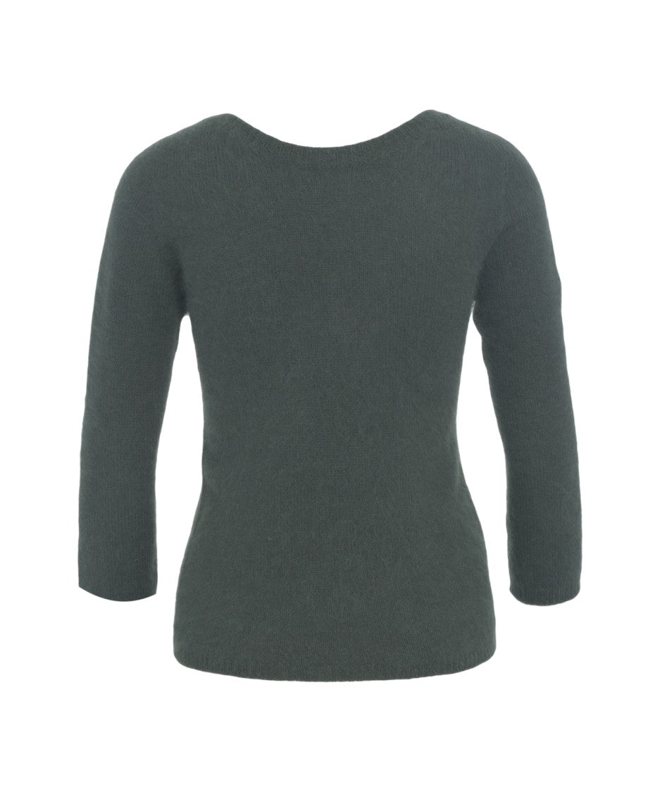 Roberto Collina V-Neck Knit Sweater With Plush Texture And Straight Hem