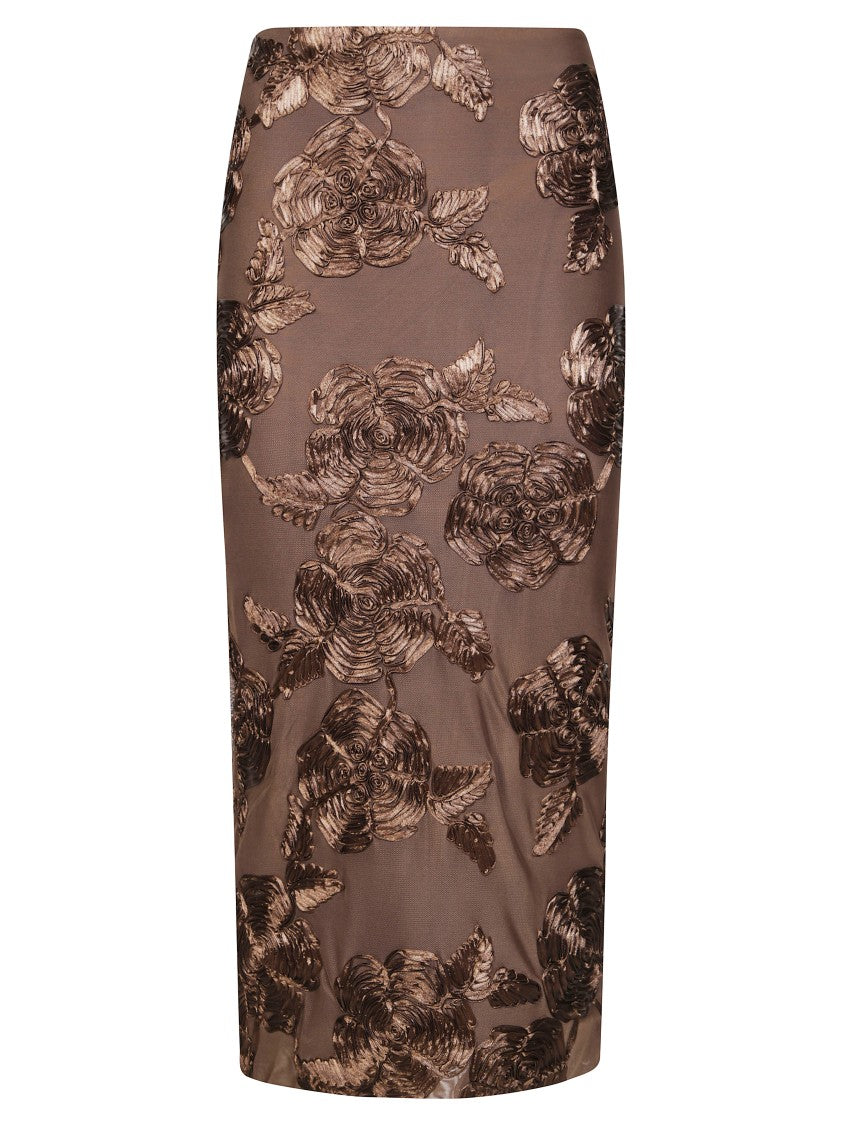 Rotate Flower Mesh Pencil Skirt