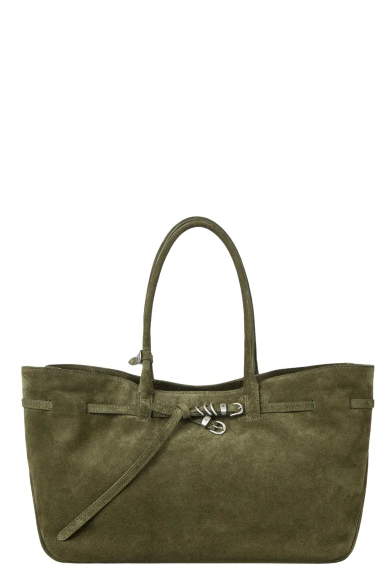 Margesherwood Dark Olive Grandma Used Large Suede Tote Bag