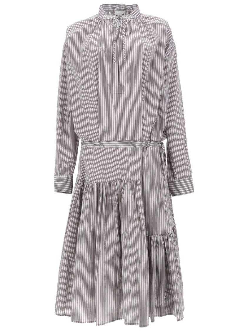 Dries Van Noten Denvo Vertical Stripes Tiered Dress