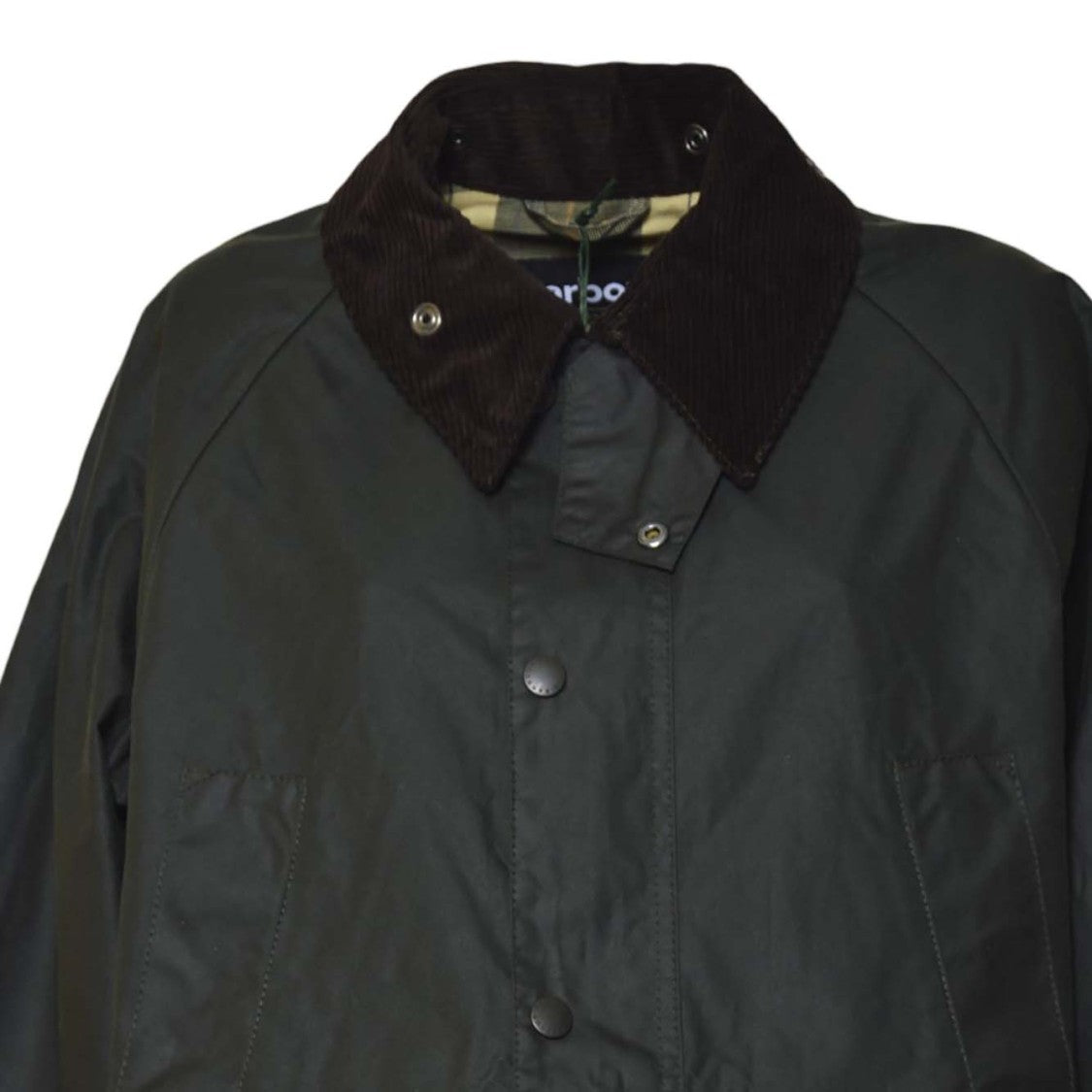 Barbour Dark Waxed Casual Jacket With Corduroy Collar