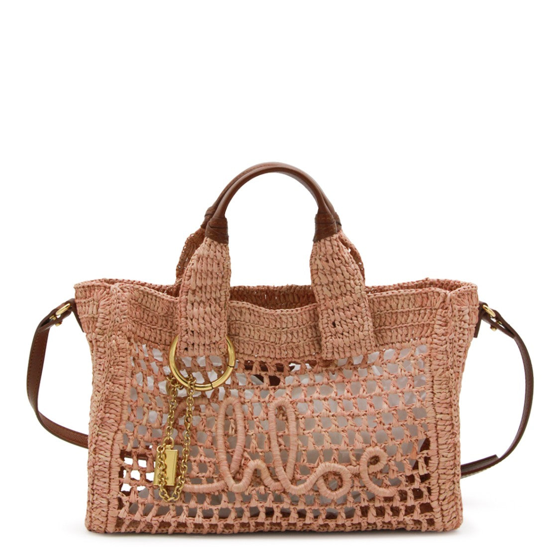 Chloé Crochet-Style Woven Tote Bag With Gold-Tone Accents