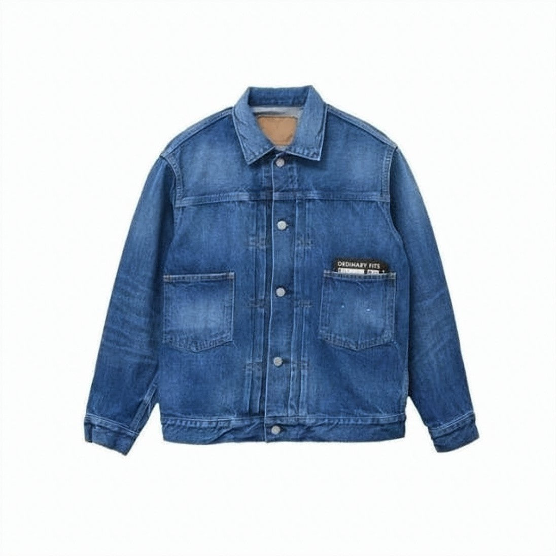 Ordinary Fits Medium Blue Denim Jacket With Subtle Distressing