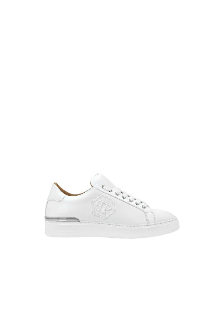 Philipp Plein White Premium Leather Urban Style Sneakers