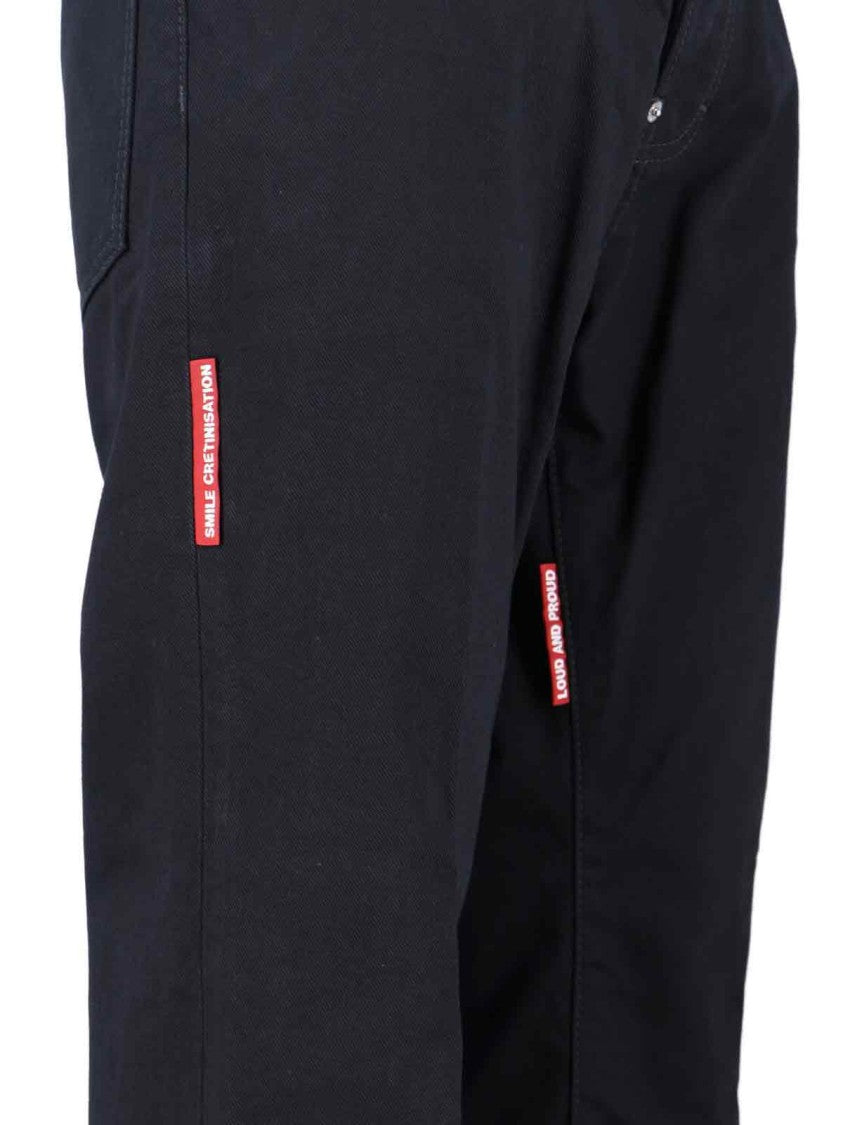 Dsquared2 Straight-Leg Black Denim Jeans With Logo Patches