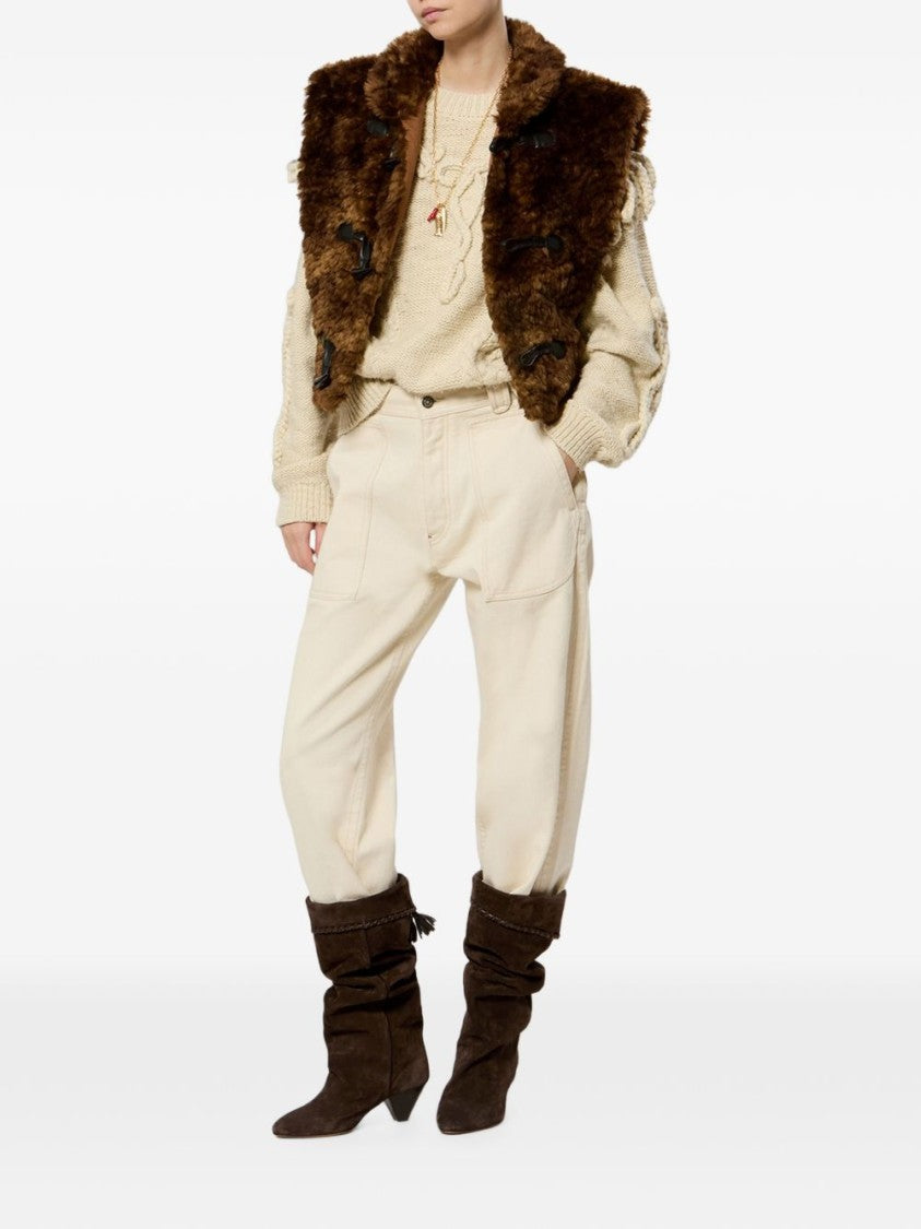 Isabel Marant Étoile Faux Fur High-Collar Toggle Cropped Jacket