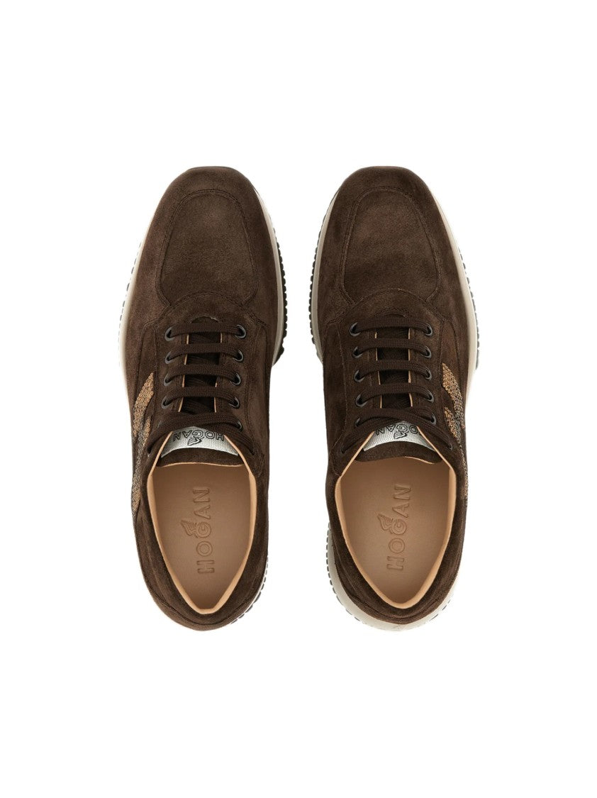 Hogan Timeless Suede Sneakers With Rhinestone Accent