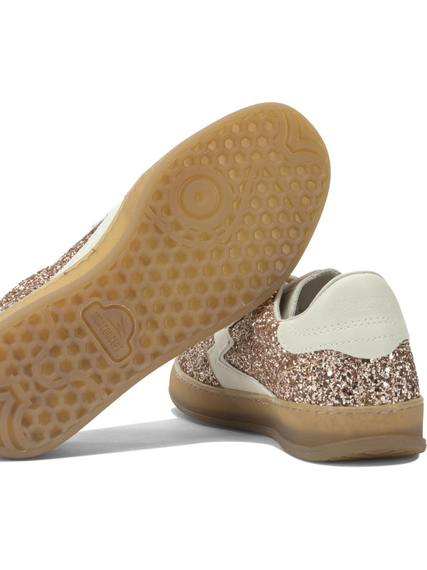 Moaconcept Glittery Bronze Slip-On Sneakers With Textured Finish