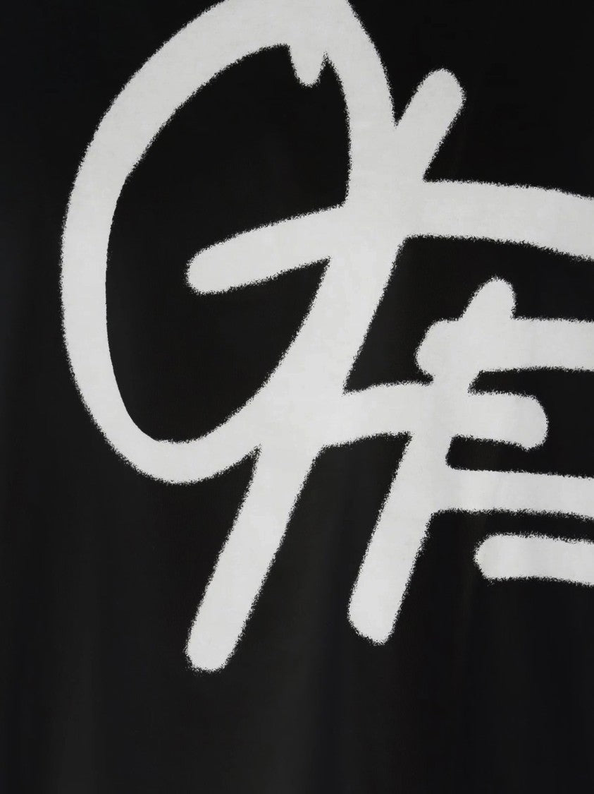 Off-White Round Neck Cotton T-Shirt With Contrast Logo Print