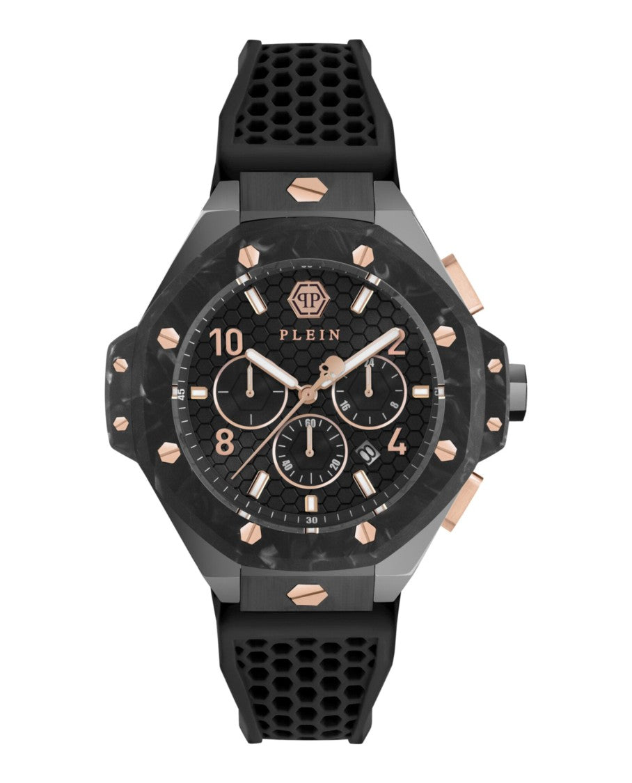 Philipp Plein Chronograph Quartz Movement Watch With Black Guilloche Dial