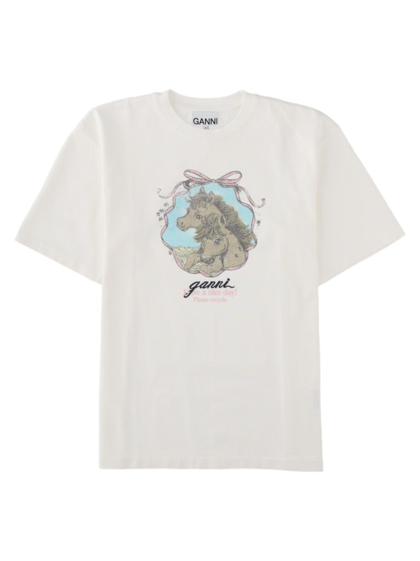 Ganni Qixi Printed Organic Cotton Graphic T-Shirt