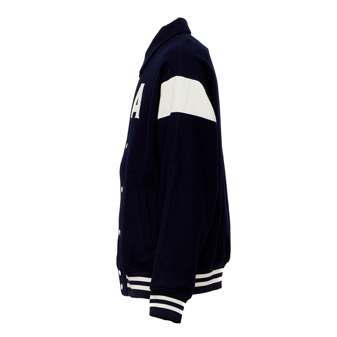Autry Luster Blue Sporty Metallic Button Wool Jacket
