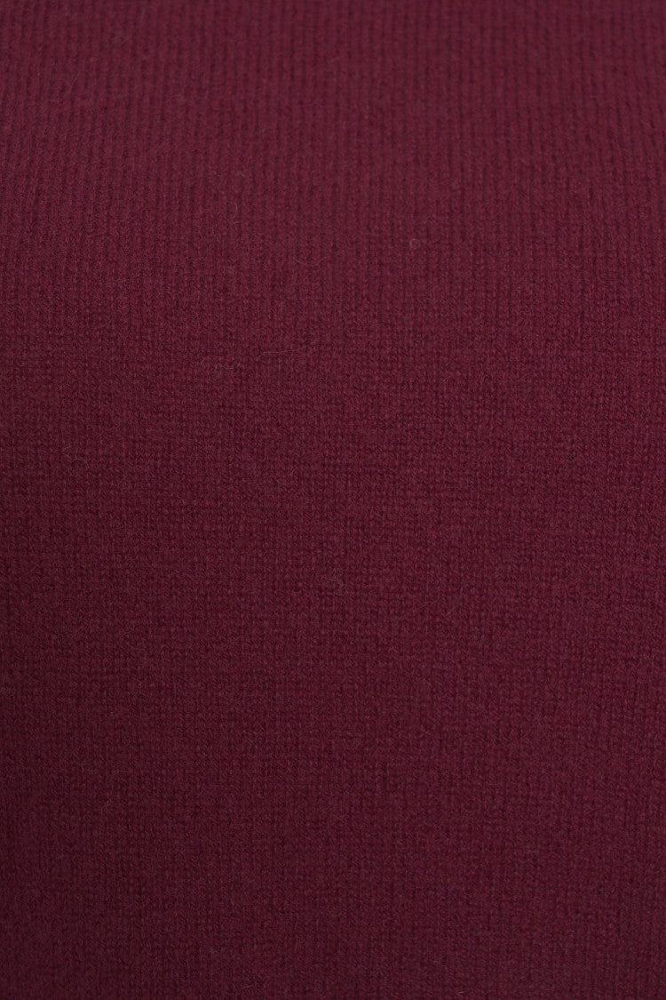 Mvm Burgundy Cashmere Sweater With Ribbed Detailing