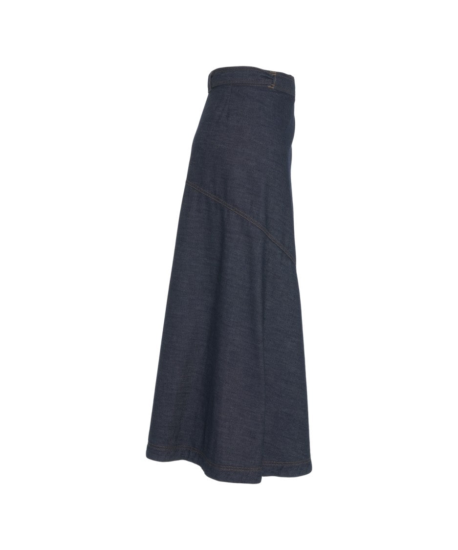 Munthe Trapeze Wrap Midi Skirt With Practical Waist Closure