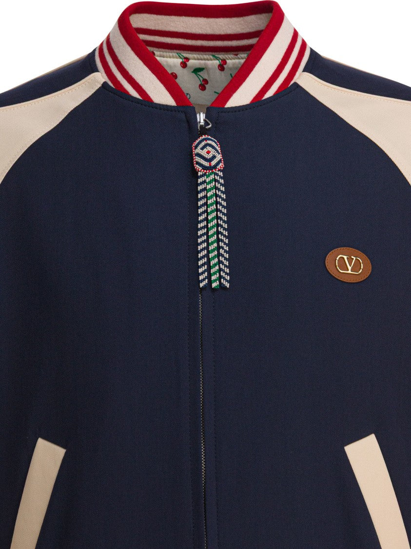 Valentino Sporty Bomber Jacket With Embroidered Details