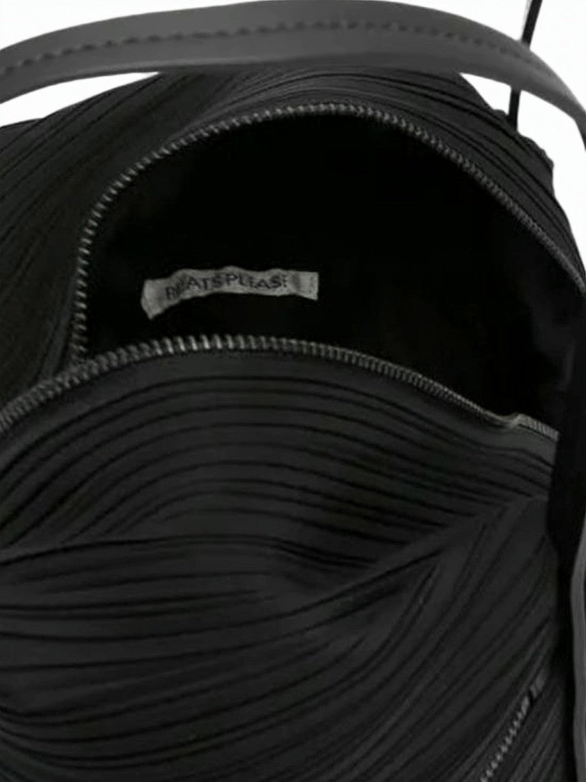 Pleats Please Black Textured Polyester Unique Pleated Tote Bag
