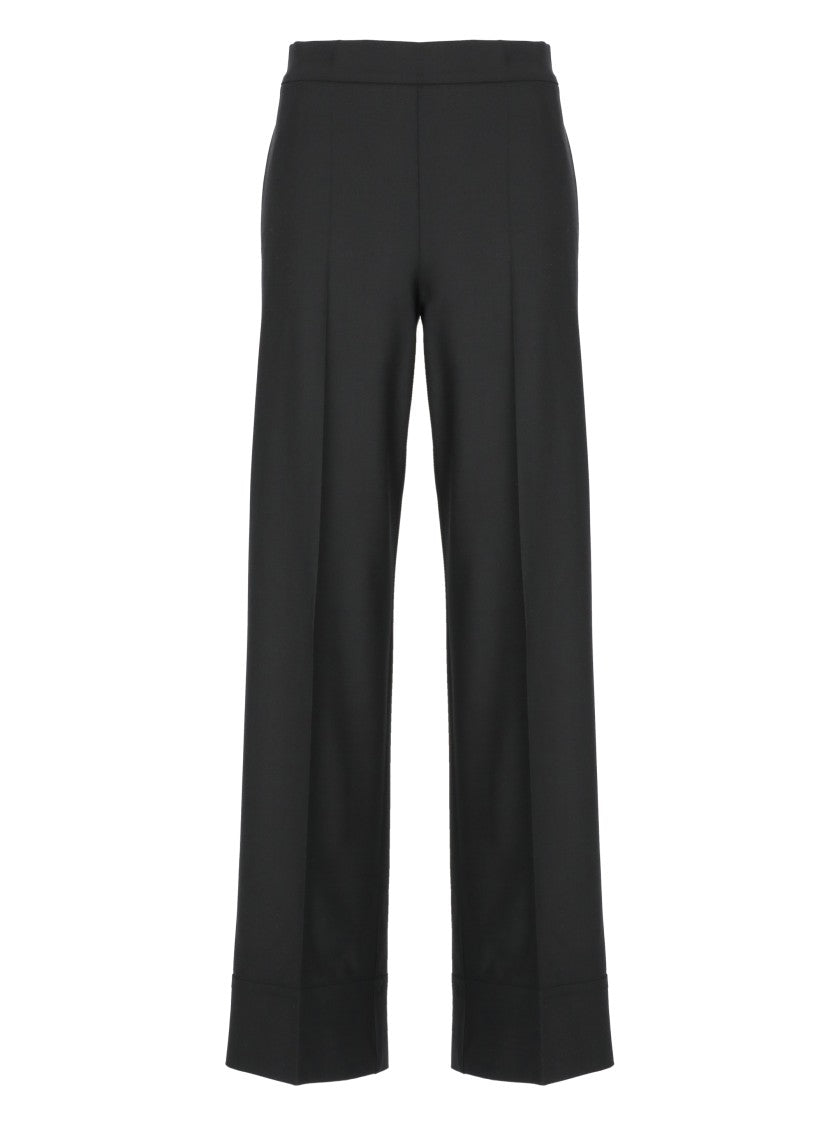 D. Exterior Black Straight-Leg Wool Pants