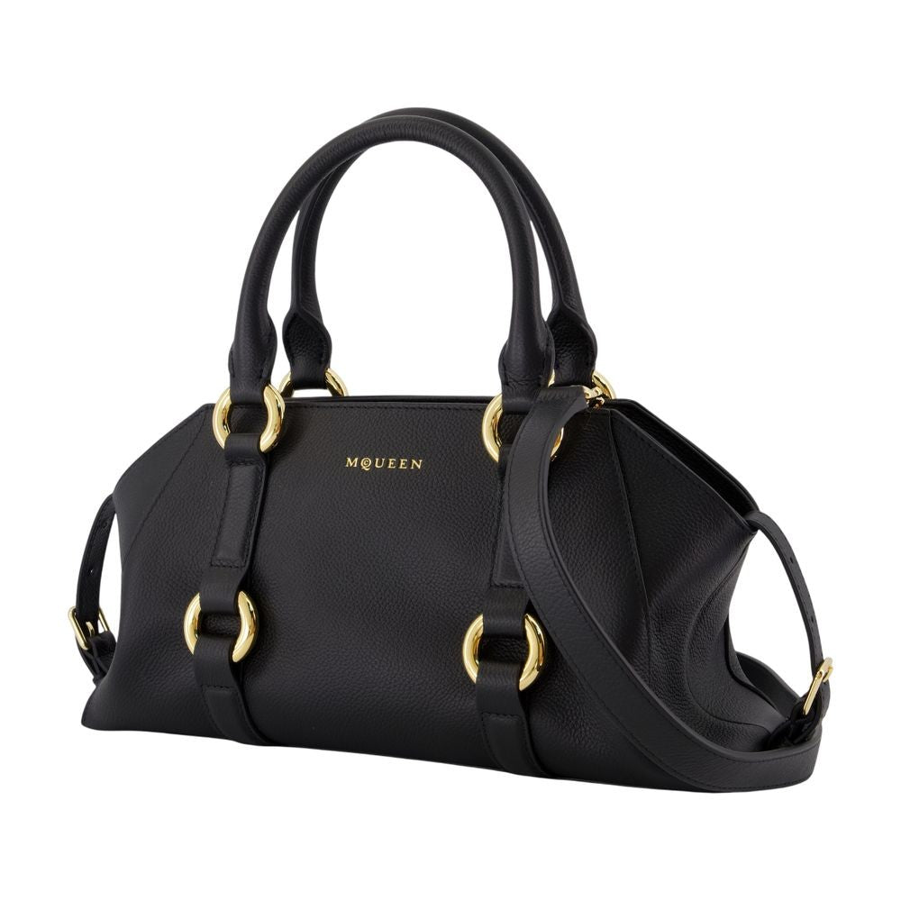 Alexander Mcqueen Compact Structured Black Calfskin Purse