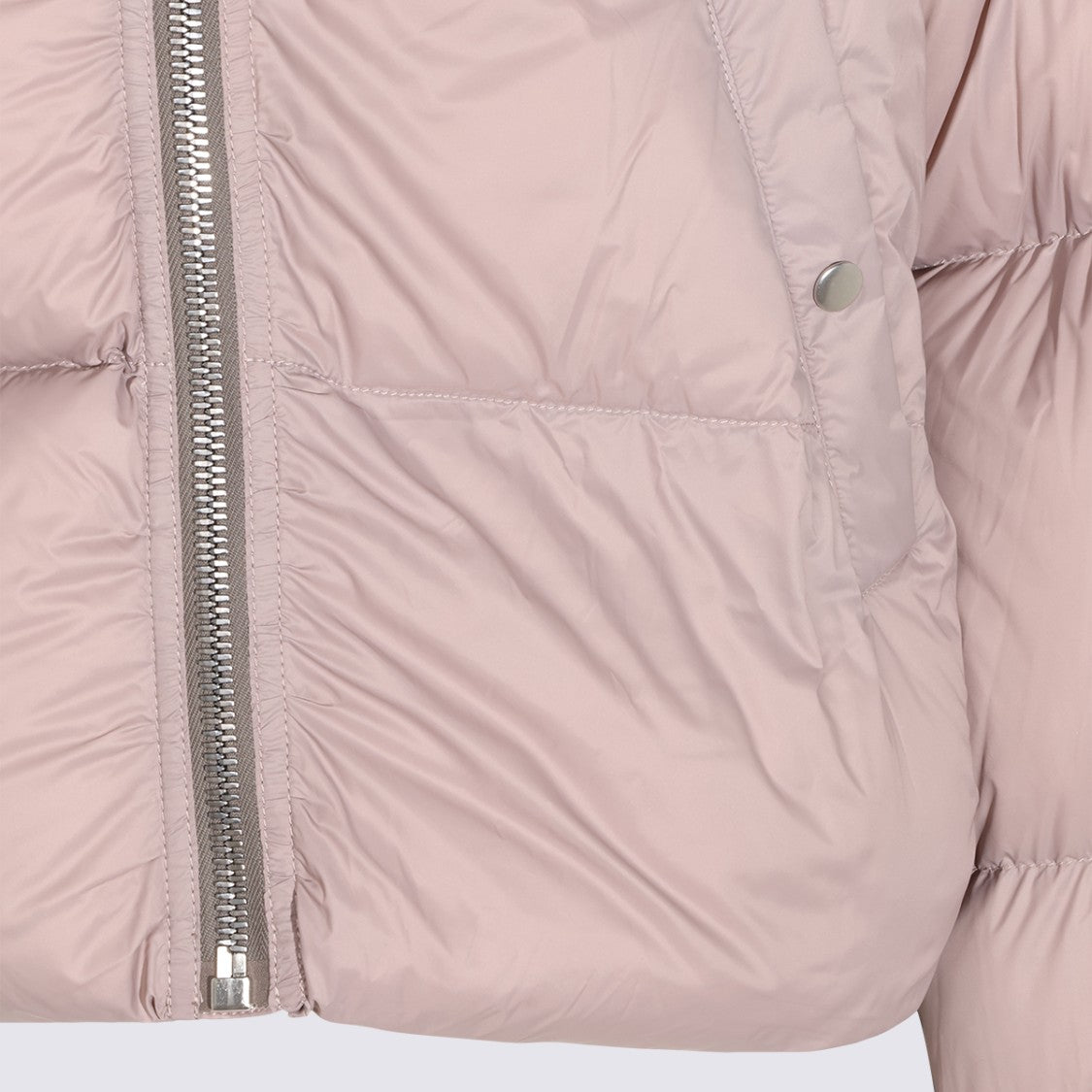 Rick Owens Rose Cotton Down Jacket With High Rounded Collar And Padded Sleeves