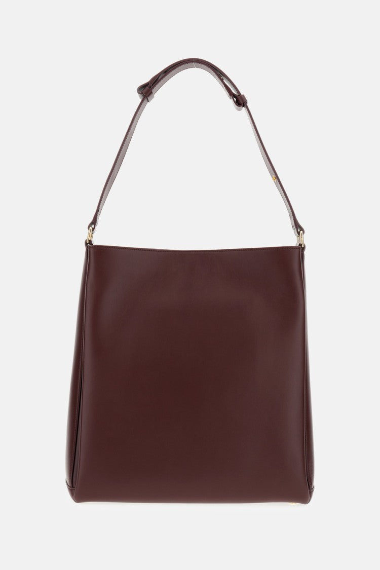 Plan C Bordeaux Leather Shopper Bag With Adjustable Handle