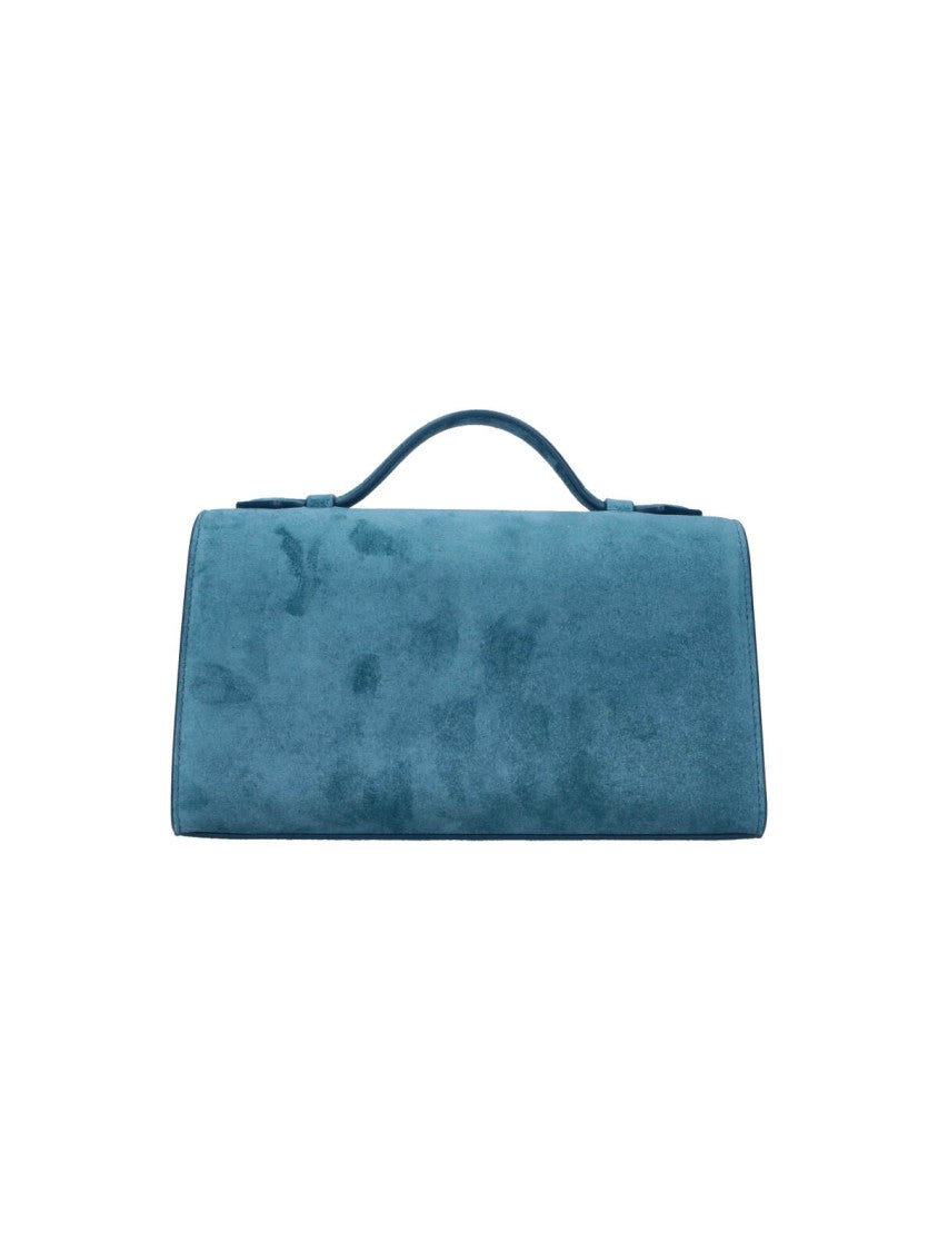 Savette Blue Symmetry Twist-Lock Suede Clutch